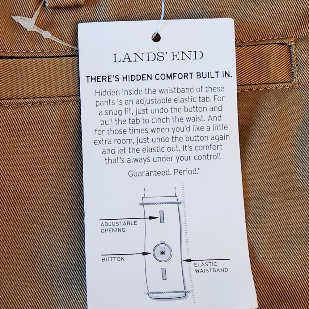 NWT Lands' End Twill Chino Khaki Pants Womens Fit 3 Size 12 Tan Straight Leg New - Picture 16 of 16